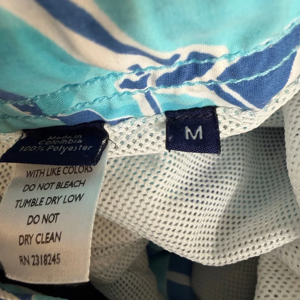 Vineyard Vines Swim‎ Trunks Medium Blue Oar Print Mesh Lined Preppy Resortwear